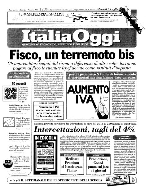 Italia oggi : quotidiano di economia finanza e politica